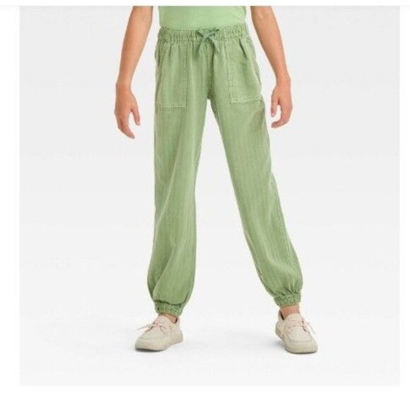 NEW! Girls Cat & Jack Woven Green Joggers, Size XL - Picture 1 of 10